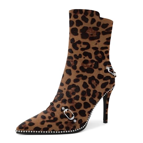AUMOTED Women High Heeled Stiletto Side Zipper Boots Closed Pointed