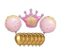 RSAAUD® Set of 9 Little Princess Foil Balloons, It's a Girl Balloons, Baby Shower Decoration balloon, Baby Shower A New Little Princess Girl Party Pink Crown balloon (9Pcs Little Princess) gallery image