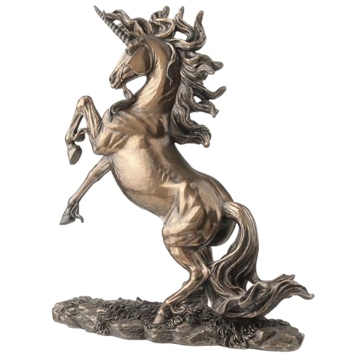Escultura de unicornio en resina con acabado bronce miniatura 3