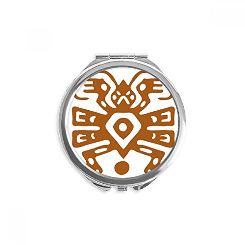 Miroir de poche civilisation ancienne mexicaine rond et multicolore