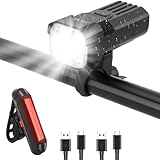 Bike Light for Night Riding,2000 Lumens Bicycle Front Headlight and Back Taillight with 6+5 Modes,3000mAh USB-C Rechargeable Waterproof LED Bright Bike Headlights for Cyclists and Commuters