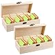 2 Stück A8 Karteikarten Boxen Holz, Karteibox 25*9.5*7cm, Lernkarteibox Vokabeln Karteikarten Holz mit Deckel, Karteikartenbox, Holzkiste für Büro Schulen Und Heim （Karteikarten Nicht im Enthalten）