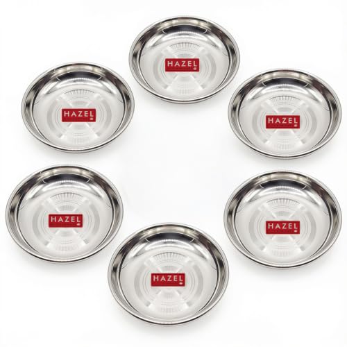 Image of HAZEL Mini Stainless Steel Halwa Plate 100ml Set of 6 Snack Plates