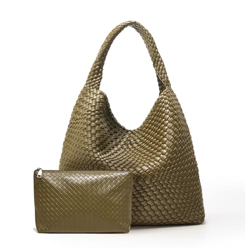 Image of MELOLILA Large Woven Tote Bag for Women Weave Purse Woven Leather Handbag