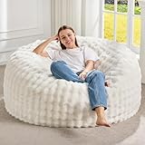 Hobestluk Bean Bag Chairs Beanbag Chair with Filler Adult Bean Bags with Fluffy & Machine Washable Cover, Giant Bean Bag Chairs for Aduts (White, 4FT-44' x 44' x 24')