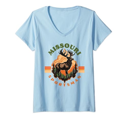 Missouri Sportsman Vintage Elk Hunter Outdoor Camiseta Cuello V