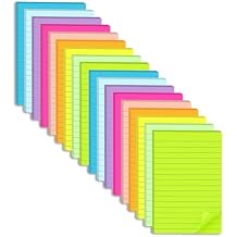 18 Pack Lined Sticky Notes 4x6 in,Large Notepads with Lines,Ruled Stickies Super Sticking Power,Office School Memo Note Pads Bright Colors,Post on Windows Doors,Recyclable,Easy to Write on