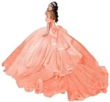 Ibpdea Off Shoulder Tulle Quinceanera Dresses Sweetheart Ball Gown with Bow Beaded Sweet 16 Dress Coral Size 0