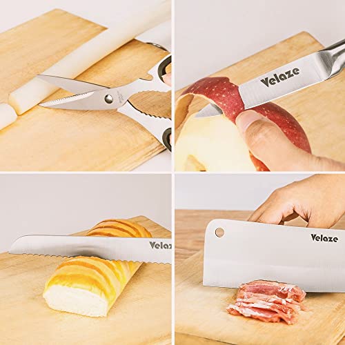 Velaze-Knife-Block-SetsKitchen-Knife-Set-with-Rotating-Stand8-Piece-Stainless-Steel-Knife-SetHigh-Carbon-Stainless-Steel-Ultra-Sharp-Grey-Knife-Set-Ergonomic-HandleSilver