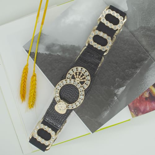 Elastic Stretch Belt for Women Waist Belt for dress Golden Buckle Bling Stylish Belt2