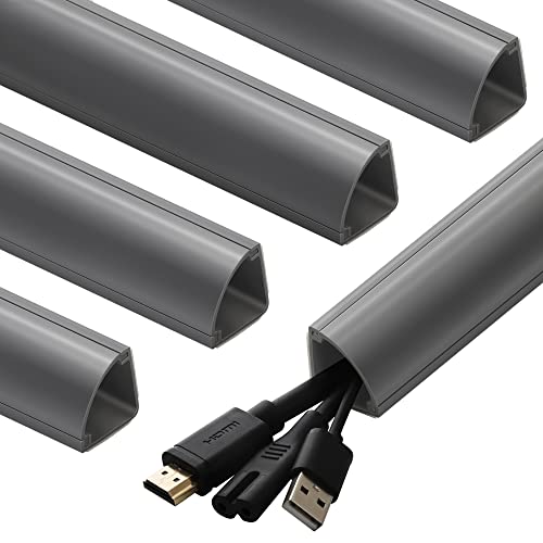 Image of Corner Cable Concealer, 85-inch Cord Cover, Large Capacity Corner Duct - Paintable Cable Management Channel for Floor Baseboard, Ceiling, Wall - 5 X L 17in, Grey