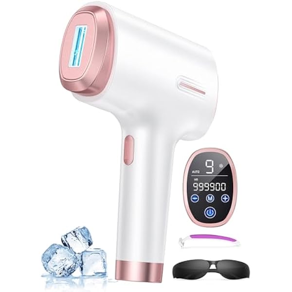 Finequin IPL at Home Laser Hair Removal for Women and Men, Long-Lasting Reduction in Hair Regrowth for Body & Face, Corded, 45°F Ice-Cooling Contact, Safe & Virtually Painless Alternative