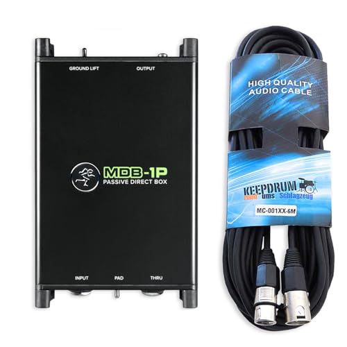 Mackie MDB-1P DI-Box boîte directe passive avec câble de raccordement Keepdrum pour signal audio