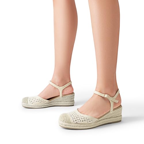 Image of DREAM PAIRS Women's Wedge Sandals, Closed Toe Espadrilles Platform Wedge Heels with Adjustable Ankle Straps and Comfortable Cushion Insoles