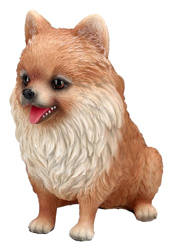 Figuren Shop GmbH Zwergspitz Pomeranian Welpe – Handbemalte Hundefigur aus Polyresin, 14,5 cm Höhe