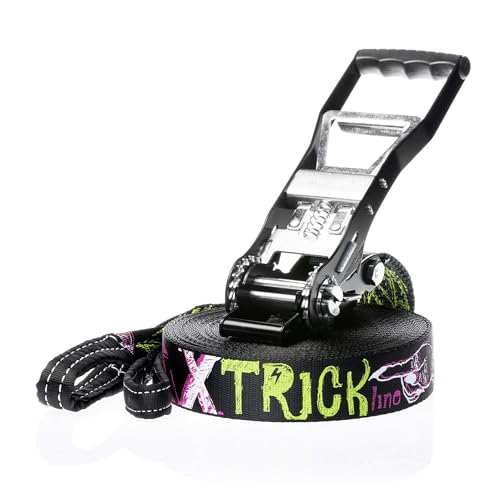 SPIDER SLACKLINE TKS03   Slackline Kit Trick Line   Entrenamiento y Equilibrio, Caminata y Freestyle   Trinquete, Protector, Bolsa   para Principiantes y Slackliners Expertos   Longitud 25 m