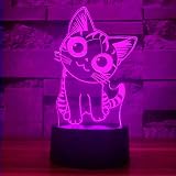 Cat Gift Cat 3D Night Light for Kids, i-CHONY 7 Colors Auto Change Table Desk Optical Illusion Lamp