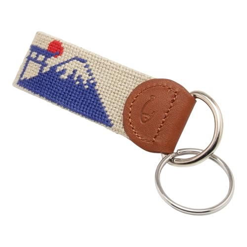 Image of Leather Hand-Stitched Needlepoint Key Fob or Key Chain