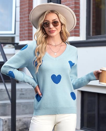 Image of Women's Spring Sweaters 2026 Casual Long Sleeve Pullover V Neck Lightweight Sweatshirts Cute Blouse Tops