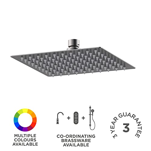 nuie A7088 Windon Modern Bathroom Square Fixed Shower Easy Clean Head, 200mm x 200mm, Brushed Pewter - Image 3