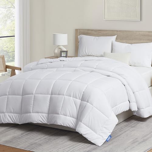 Nestl Quilted Down Alternative Comforter - Twin XL Size, All Season White Duvet Insert with Corner...