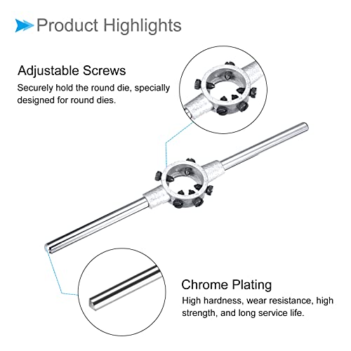 Cocud Die Stock Wrench, Fit M7-M9 / 12Mm-25Mm (Od) Round Dies, Chrome Plated Adjustable Die Handle Holder - (Applications: For Machine Thread Repair), 1-Piece #TOP3