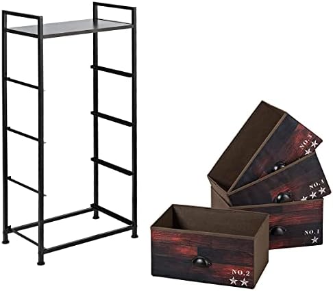 COSTWAY Chest of Drawers, Wooden Non-Woven Fabric 3/4-Drawer Storage Organiser Unit, Dresser Tower Wardrobe Bedside Cabinet for Bedroom Living Room Closet Hallway (Brown + Black, 45 x 30 x 100cm)