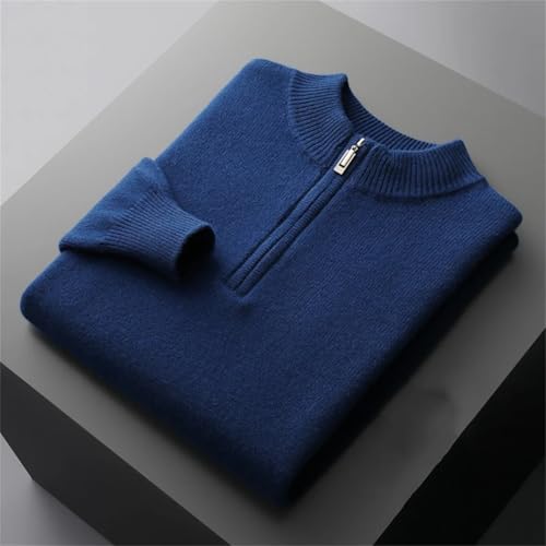 Men's Sweater Half Turtleneck Zipper Solid Color Warm Pullover Sweater Loose Knit Top Spring Autumn Pullovers2