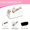 Office Supplies Rotating Pen Holder for Desk with Stapler Staple Remover, Tape Dispenser,2pcs Tape Refills, Binder Paper Clips Kit, Scissor,Pen, Ruler & Sticky Tabs,White Office School Supplies(White)
