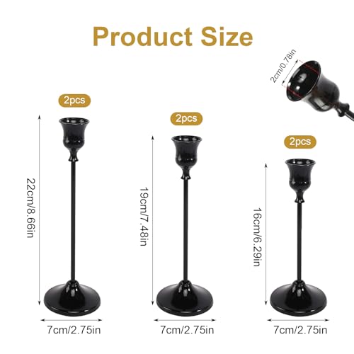 6pcs Black Candle Holder, Black Candlestick Holders Taper Candle Holders for Pillar Candles Sticks Holder Decor Halloween Christmas Decorations Candle Stick Holder Candelabros para Centros de Mesa by Nukssi - Image 2
