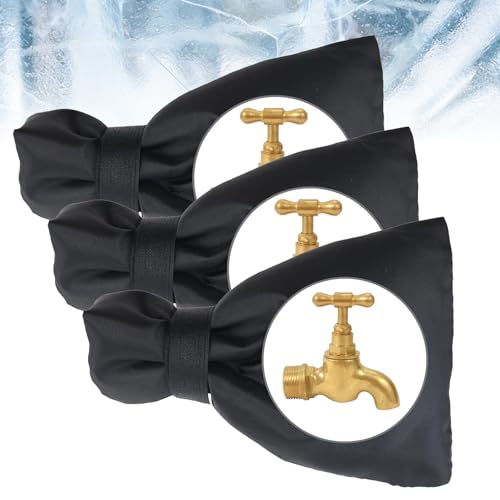 3 Piezas Cubierta Grifo de Invierno Exterior, Negra Fundas Grifo Exteriores sin Heladas, Reutilizable Cubierta Protectora Grifo Jardín, Cubierta de Grifo Aire Libre para Explosión sin Congelación