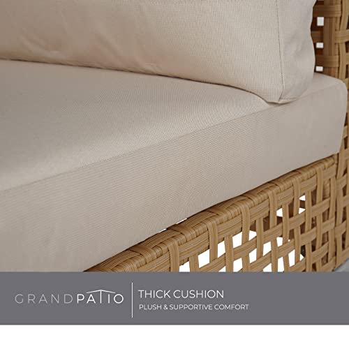 Grand Patio 7-Piece Wicker Patio Furniture Set, All-Weather Outdoor Sectional Sofa With Beige Thick Cushions And Coffee Table #TOP4