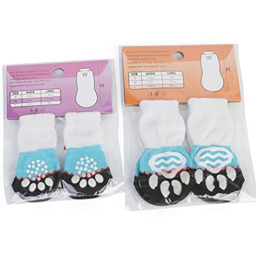 VILLCASE 8 Pares de Meias Anti-Derrapantes para Cães de Malha Protetores de Patas para Cães E Gatos