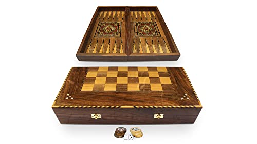 Elessar Neu 50 x 50 cm Holz Backgammon/Schachspiel/DAMA Brett K 6-1-50 mit 30 Holz Backgammon Steine Cover