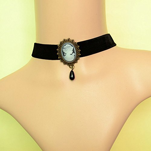 Elegant Noble Pure Beautiful Gothic Ribbon Black Velvet Pattern Necklace Neck Lace Party Choker Necklace Short Flower Necklace For Girls,Black Velvet With A Palace Beauty Avatar Pendant #TOP1
