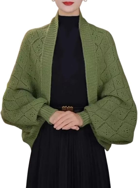 Fashion Hollow Out Knitted Shawl Coat, Women's Hollow Out Knitted Shawl Cardigan, Lightweight Slouchy Knit Cover-Up