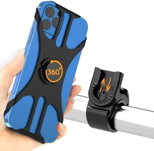 Rouclo Handyhalterung Fahrrad, Universal 360° drehbare, Handyhalter Motorrad Kompatibel mit iPhone 17 16 15 Pro Max Plus,14/13/12/11/XS,Air, SE, 4,5-7 Zoll Smartphones (Schwarz-4)