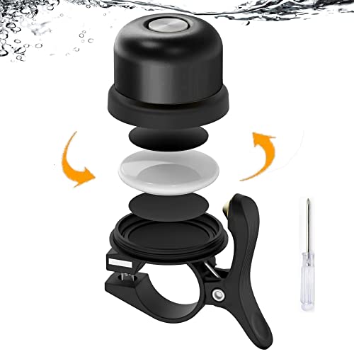 Sonnette Vélo pour AirTag 22 mm | Dispositifs Antivol pour Bicyclettes | Sonnette de Vélo en Laiton Cloche de Vélo pour Vélo de Route/Mountain Road Bike/BMX Scooter Noir Cover