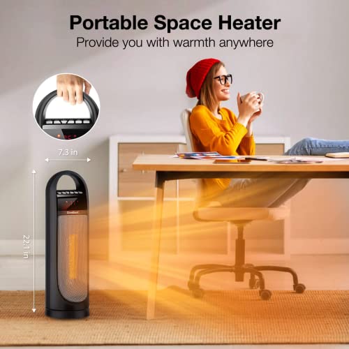 Tower Space Heater Indoor Use, 22" Electric Room Heater, Oscillating Floor Heater With Thermostat, Remote, Timer, Tip-Over Protection, Portable Quite Heater For Large Room Bedroom Office, 1500W #TOP6