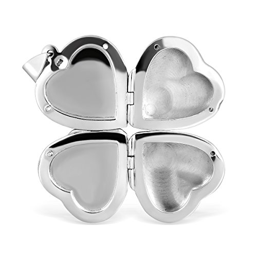WithLoveSilver 925 Sterling Silver Heart Lucky Clover Photo for Four Pictures Pendant Locket2