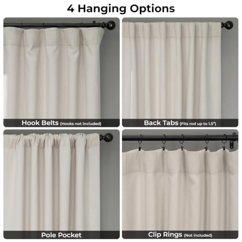 Image of Faux Linen Curtains for Living Room (1 Panel) - 50W X 96L, Birch Taupe