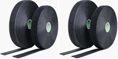 Image of 1 Inch x 33 Ft Sew On Hook and Loop Tape, Industrial Strength Nylon Fabric Fastener Strips for Clothing, Crafts, DIY, Bags, Easy Sew in, Strong, Black (Pack of 2)