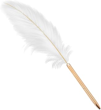 Exquisite Feather Pen Metal Ballpoint Pen Refillable Ballpoint Pen Plating Pen Gift for Women Men Teacher Ballpoint Pens Black Fine Point