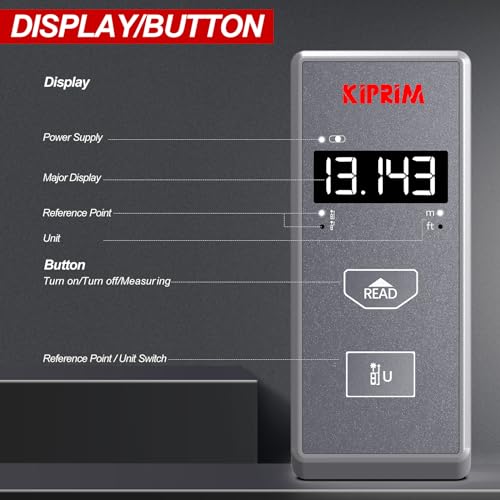 Miniatura 3 de Medidor Láser 70m, Kiprim Medidor De Distancia Láser Ip54 Herramienta De Medición Digital Portátil Telémetro