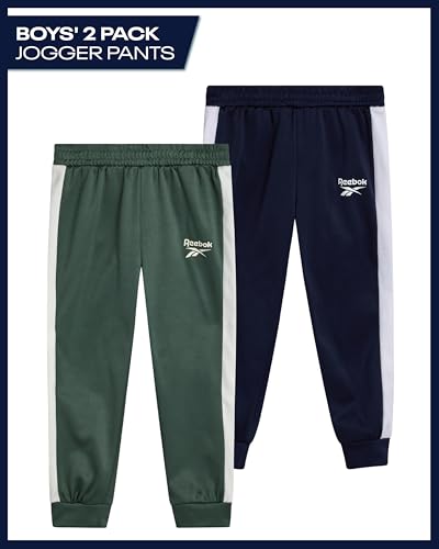 Reebok Toddler Boys Jogger Pants - 2 Pack Athletic Tricot Fleece Joggers for Boys - Football Baseball Track Pants w/Pockets2
