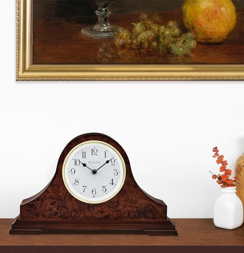 Bulova Chandler Lighted Mantel Clock, Model B1853 | Elegant Design | Illuminated Dial | Quartz Movement | Cherry Wood Finish | Battery Operated by Bulova - Image 2