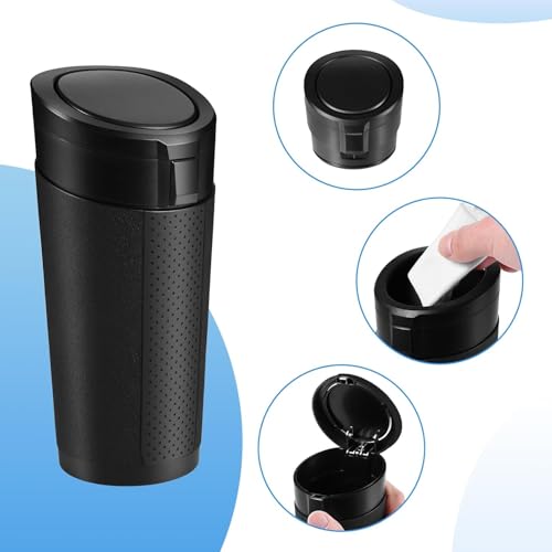 Image of RIGGEAR Car Trash Can for Cup Holder, Mini Waterproof Leakproof Car Dustbin with Flip Lid, Portable Garbage Bin (Black)