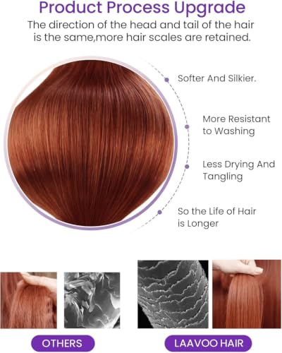 Image of LaaVoo Hair Extensions Tape in Auburn Brown Tape in Hair Extensions Human Hair Seamless Tape on Extension Soft Hair 20inch 40pcs 100g