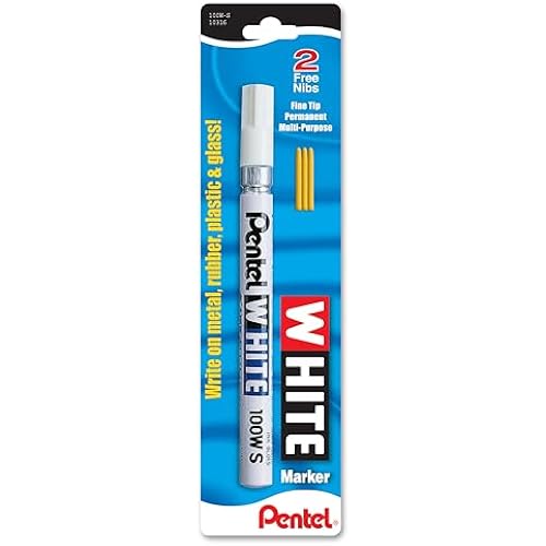 Pentel Permanent Marker, White, Fine Point, 1-Pack (100W-S)