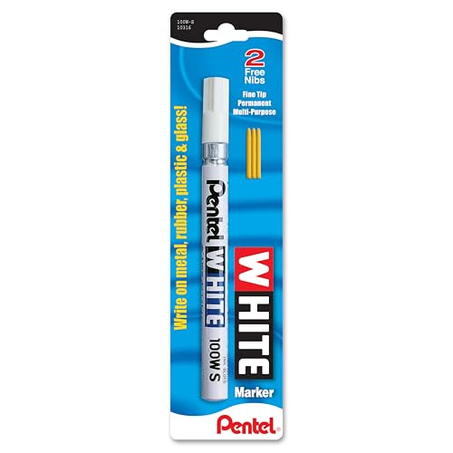 Pentel Permanent Marker, White, Fine Point, 1-Pack (100W-S)